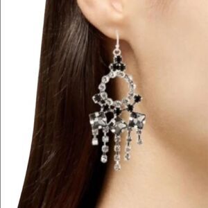 Lulu Frost Rhinestone Chandelier Crystal Drop Earrings Black / Silver